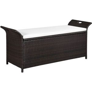 Medina Opbergbank met kussen 138 cm poly rattan bruin