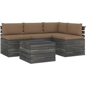 Medina 5-delige Loungeset met kussens pallet massief grenenhout