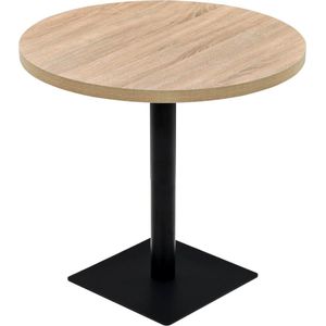 Medina Bistrotafel rond 80x75 cm MDF en staal eikenkleur