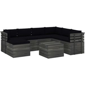 Medina 8-delige Loungeset met kussens pallet massief grenenhout