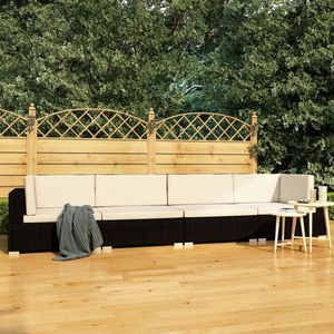 Medina 4-delige Loungeset met kussens poly rattan zwart