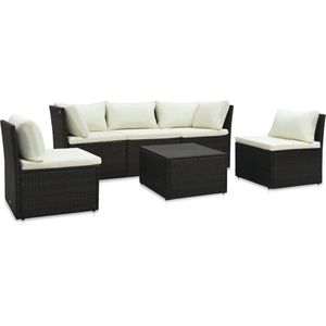 Medina 4-delige Loungeset met kussens poly rattan bruin