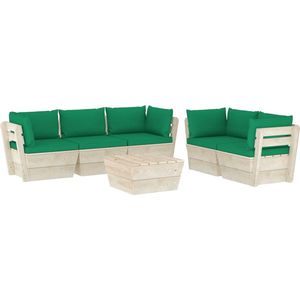 Medina 6-delige Loungeset met kussens pallet vurenhout