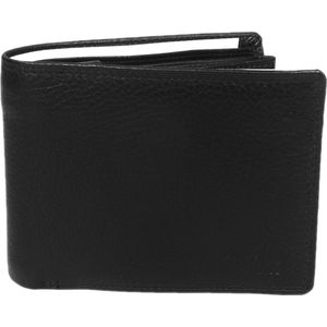 Wild Leather Only !!! Portemonnee Heren Hunter Leer Zwart - (WHLF-001-6) - 11,5x2x9,5cm -