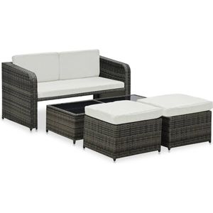 Medina 4-delige Loungeset met kussens poly rattan antraciet