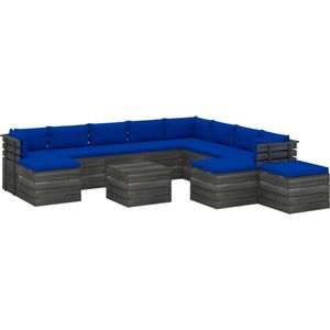 Medina 12-delige Loungeset met kussens pallet massief grenenhout