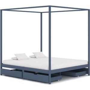 Medina Hemelbedframe met 4 lades massief grenenhout grijs 180x200 cm