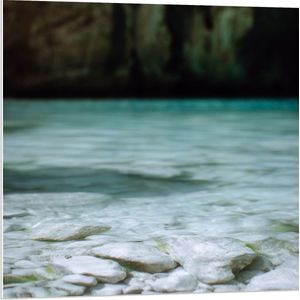 WallClassics - PVC Schuimplaat- Lichte Stenen aan Wateroppervlak - 80x80 cm Foto op PVC Schuimplaat