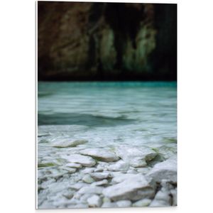 WallClassics - PVC Schuimplaat- Lichte Stenen aan Wateroppervlak - 40x60 cm Foto op PVC Schuimplaat