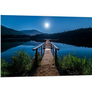 WallClassics - PVC Schuimplaat- Steiger aan Helder Blauw Water - 105x70 cm Foto op PVC Schuimplaat
