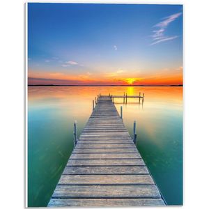 WallClassics - PVC Schuimplaat- Steiger in het Water naar Zonsondergang - 30x40 cm Foto op PVC Schuimplaat