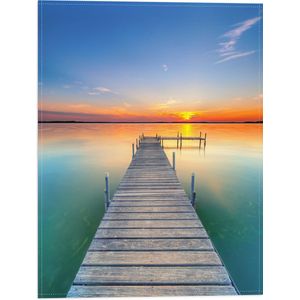 WallClassics - Vlag - Steiger in het Water naar Zonsondergang - 30x40 cm Foto op Polyester Vlag
