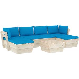 Medina 7-delige Loungeset met kussens pallet vurenhout