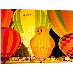 WallClassics - PVC Schuimplaat - Gekleurde en Verlichte Ballonnen - 100x75 cm Foto op PVC Schuimplaat (Met Ophangsysteem)