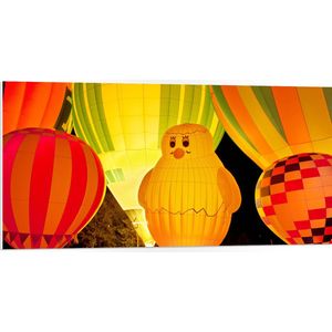 WallClassics - PVC Schuimplaat - Gekleurde en Verlichte Ballonnen - 100x50 cm Foto op PVC Schuimplaat (Met Ophangsysteem)