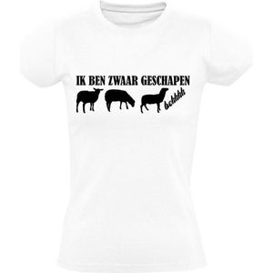 Ik ben zwaar geschapen Dames t-shirt | schaap | dier | dierendag | gewicht | cadeau | Wit