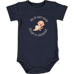 Als ik niet slaap. Slaapt er niemand! | Jongen | Baby Romper 74/80 | Blauw | Slapen | Rust | Dutje