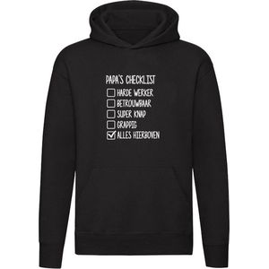 Papa's Checklist | Unisex | Trui | Sweater | Hoodie | Capuchon | Zwart | To do lijst | Vader | Vaderdag | Abraham | Opa | Werk | Betrouwbaar | Super Knap | Grappig | Humor