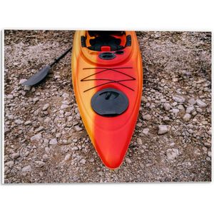 WallClassics - PVC Schuimplaat- Rood Oranje Kano op het Land - 40x30 cm Foto op PVC Schuimplaat