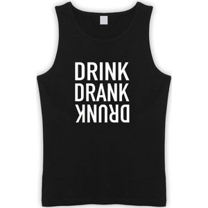 Zwarte Tanktop met “ Drink. Drank, Drunk “ print Wit  Size S