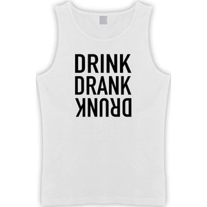 Witte Tanktop met “ Drink. Drank, Drunk “ print Zwart  Size S