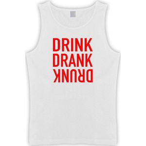 Witte Tanktop met “ Drink. Drank, Drunk “ print Rood  Size S