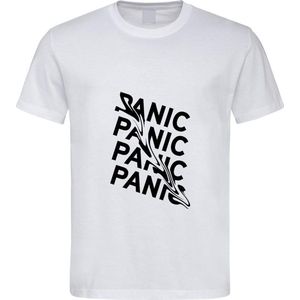 Wit T-Shirt met “ Panic “ print Zwart  Size XS