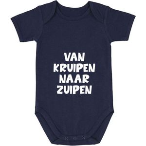 Van kruipen naar zuipen Babyromper - aan de fles - flesje - drinken - geboorte - baby - cadeau - rompertje - grappig
