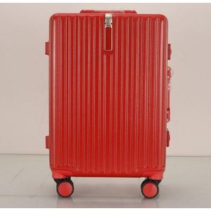 TOP AA Reis Kofferset - Trolleyset 3-delig met TSA slot Aluminum frame, Kleine cabine en groot, ABS Luggage, (20+24+28 inches 3 pc set), Rood/red