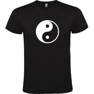 Zwart T-Shirt met “ Yin Yang “ afbeelding Wit Size S