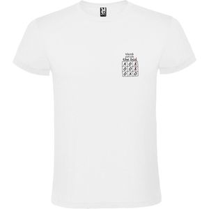 Wit t-shirt met klein 'Think Out of the Box' in Zwart size M