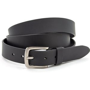 Thimbly Belts Zwarte unisex riem extra lang - dames riem - 3.5 cm breed - Zwart - Echt Leer - Taille: 115cm - Totale lengte riem: 130cm