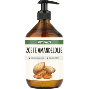 Amandelolie 100% Biologisch & Koudgeperst - 500ml - Rijk aan Onverzadigde Vetzuren en Vitamines A en E - Zoete Amandelolie Voor Haar, Huid en Gezicht - Geschikt voor Massages, Fijne Lijntjes en Rimpels - Puur en COSMOS Gecertificeerd