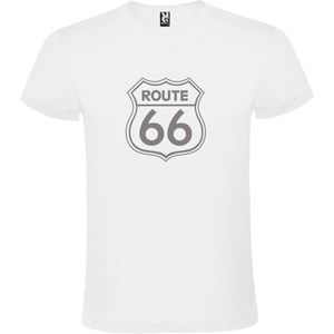 Wit t-shirt met 'Route 66' print Zilver size XS