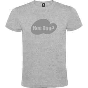 Grijs t-shirt met tekst 'Hoe Dan?'  print Zilver size S