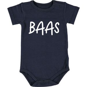 BAAS | Jongen Baby Romper 74/80 | Blauw | Baas in huis | Eindbaas | Stoer