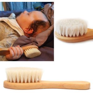 Baby Hoofd Borstel - Kinderen - Zacht Natuurlijk Geitenhaar - Kam - Houten Haren - Baby Massage Exfoliator Tool - Duurzaam Bamboe