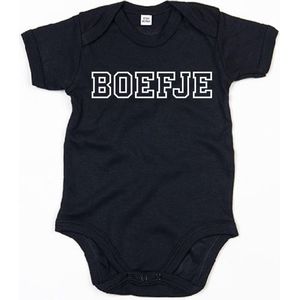 Baby Romper Boefje 6-12 maand - Zwart - Rompertjes baby met tekst
