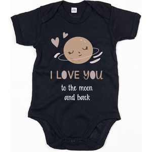 Baby Romper Moon - 3-6 Maanden - Zwart - Rompertjes baby met tekst