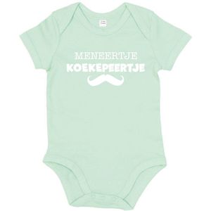 Baby Romper Meneertje Koekepeertje 3-6 maand - Mint Groen - Rompertjes baby met tekst