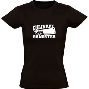 Culinary Gangster | Dames T-shirt | Zwart | Culinair | Kookkunst | Koken | Chef-kok | Sous-chef | Restaurant | Keuken | BBQ | Barbecue | Slager | Butcher