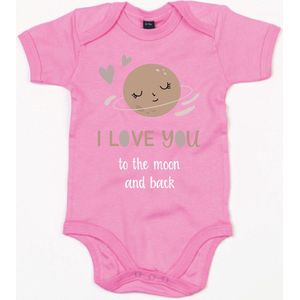Rompertje Moon Print-Bubble Gum Pink-12-18 Maanden