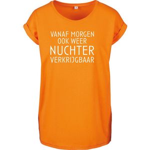 T-Shirts Dames Nuchter-Oranje - Wit-L