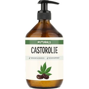 Castorolie 100% Biologisch en Koudgeperst - 500ml - Boordevol Vitamine E en Omega Vetzuren - Castorolie Voor Haar, Wenkbrauwen en Wimpers - Puur en COSMOS Gecertificeerd
