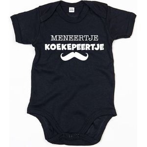 Baby Romper Meneertje Koekepeertje 12-18 maand - Zwart - Rompertjes baby met tekst
