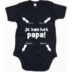 Baby Romper Je kan het papa 0-3 maand - Zwart - Rompertjes baby met tekst