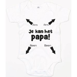 Baby Romper Je kan het papa 0-3 maand - Wit - Rompertjes baby met tekst