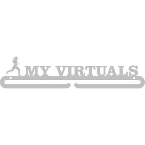 My Virtuals Girl Medaillehanger RVS (35cm breed) - Nederlands product - incl. cadeauverpakking - sportcadeau - topkado - medalhanger - medailles - halve marathon - marathon – muurdecoratie