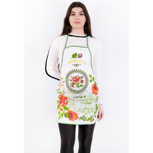 Tavas Pvc Ekru Keukenschort | Kookschort | Keukenschort dames | Keukenschort voor vrouwen| Katoen | Waterdichte achterkant | 50 x 70cm | bloemen- coffe | Creme- Ornaje