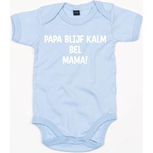 Rompertje Mama Blijf Kalm Bel Papa-Dusty Blue-0-3 Maanden